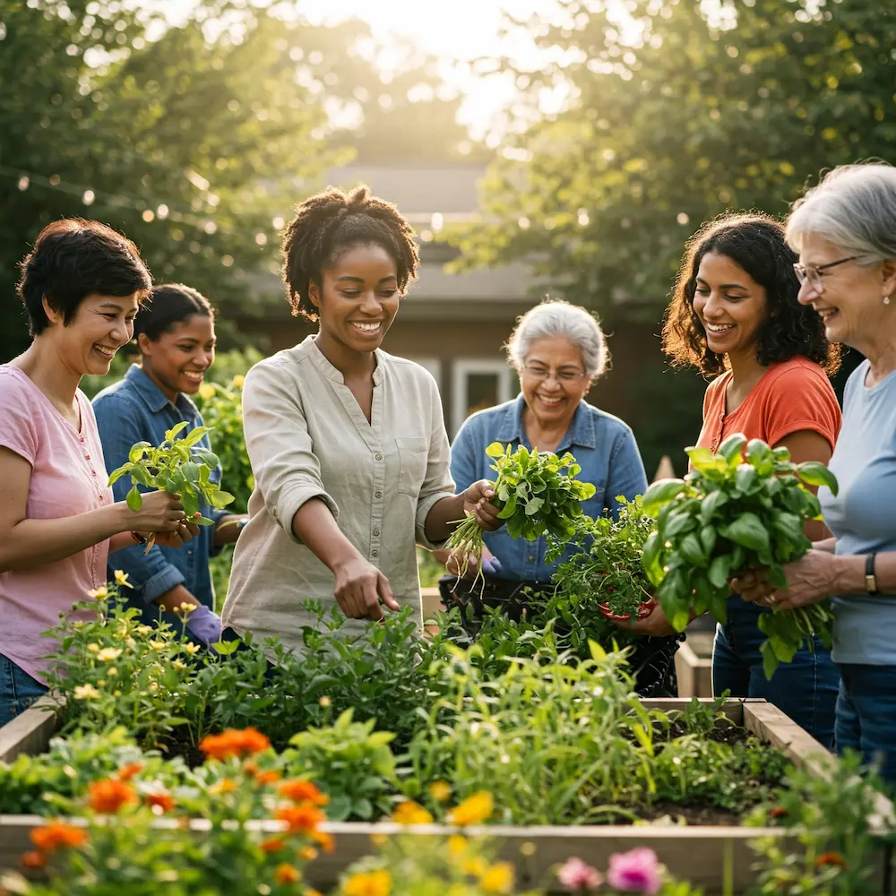 Family enjoying healthy food together