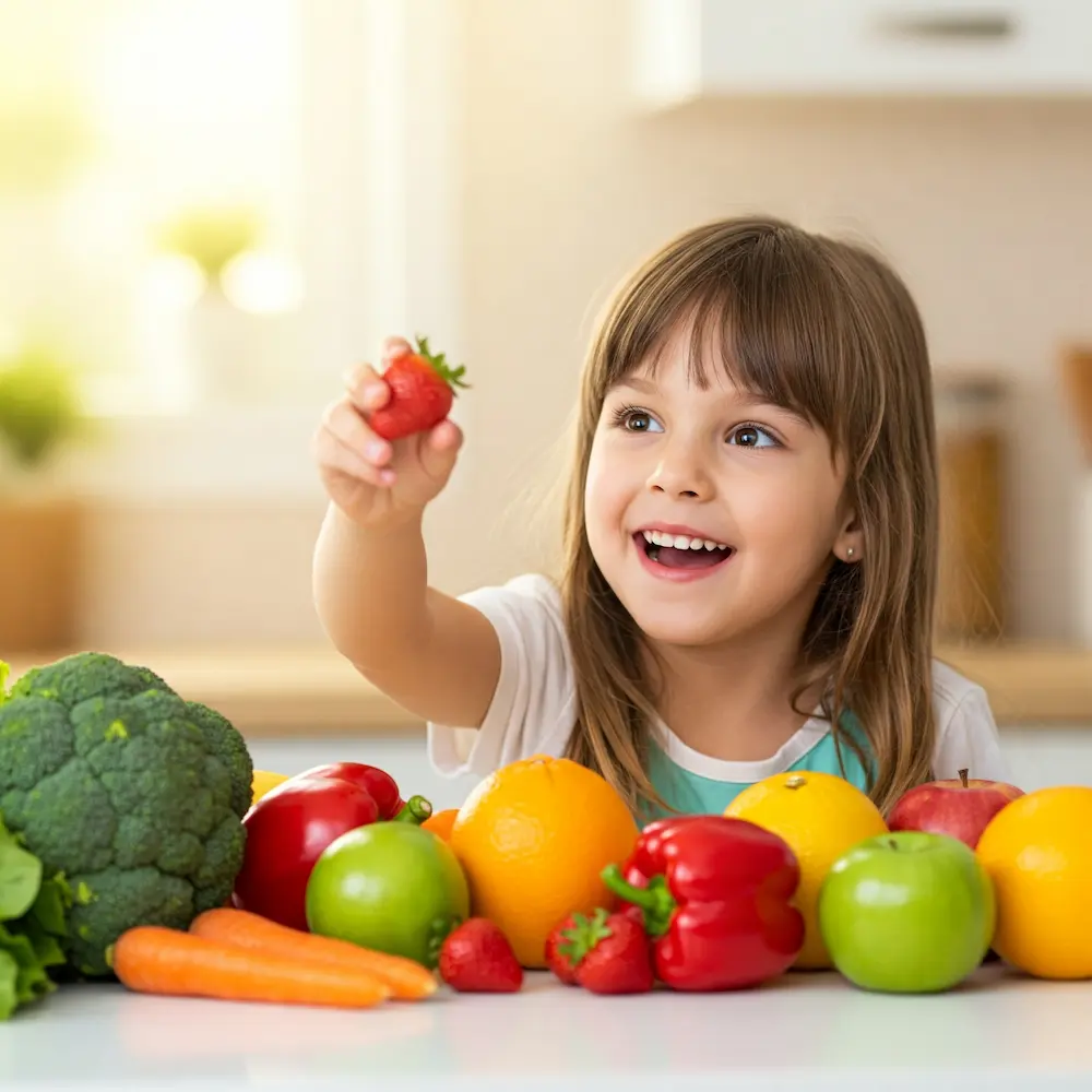Girl offering healthy berries - BiteToBalance nutrition